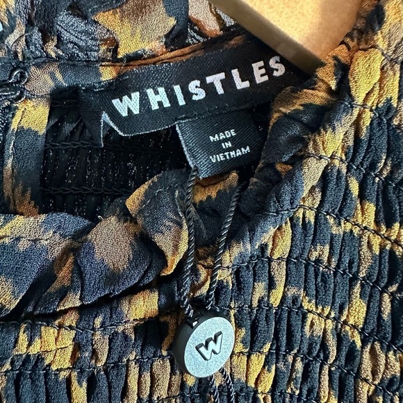 Whistles Classic Leopard Shirred Long Sleeve Mini Dress Size US 4 - Picture 5 of 11